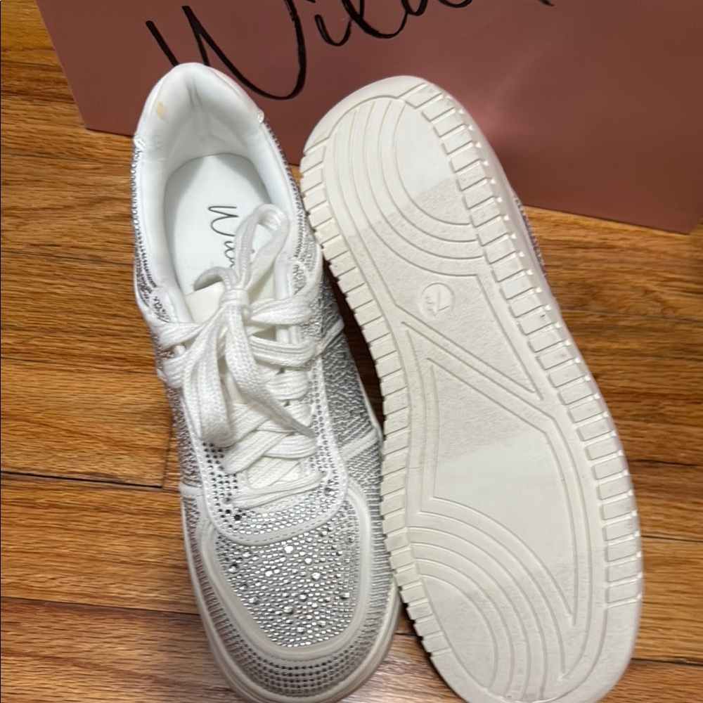 Wild Pair White and Silver Studded Sneakers - Picture 3 of 5